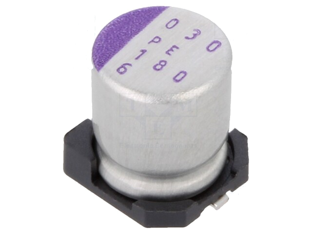 Condensator: polymeer; low ESR; 180uF; 6,3VDC; SVPE; SMD; ±20%; 15mΩ Condensator: polymeer; low ESR; 180uF; 6,3VDC; SVPE; SMD; ±20%; 15mΩ